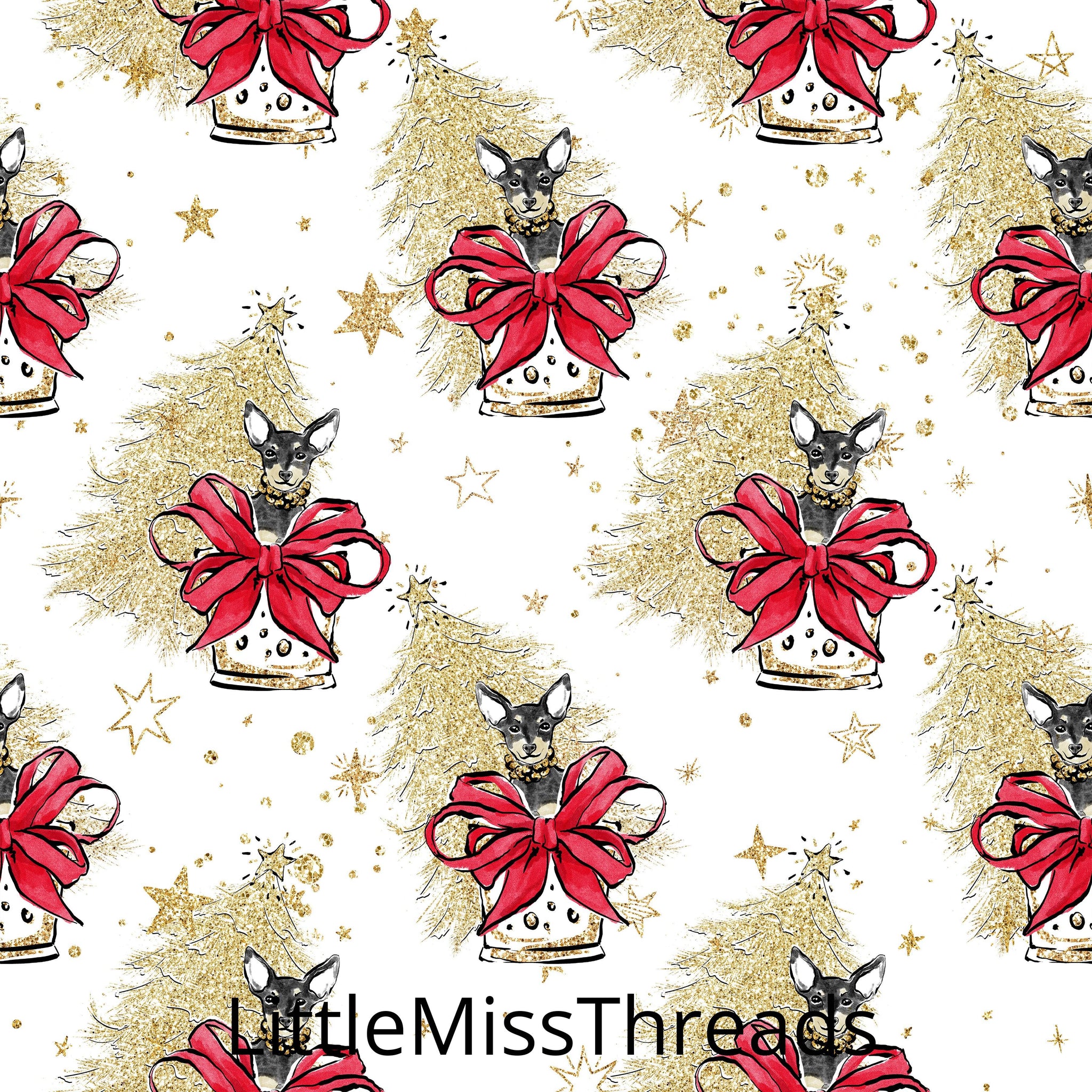 PRE ORDER Doggy Christmas Chihuahuas Fabric - Fabric from [store] by Mini Mooches - 