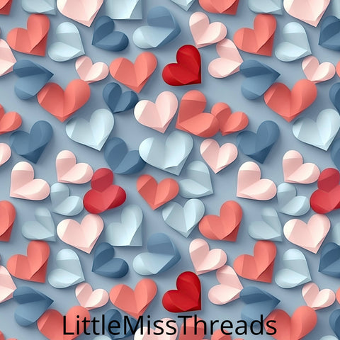 PRE ORDER - 3D Hearts - Fabric - Fabric from [store] by Little Miss Threads - 