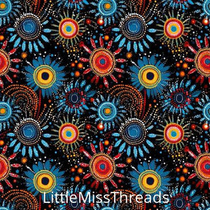 PRE ORDER - Aboriginal Art Flowers - Fabric - Fabric from [store] by Little Miss Threads - 