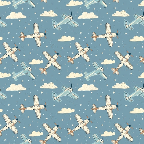 PRE ORDER - Airplane Blue Sky - Fabric