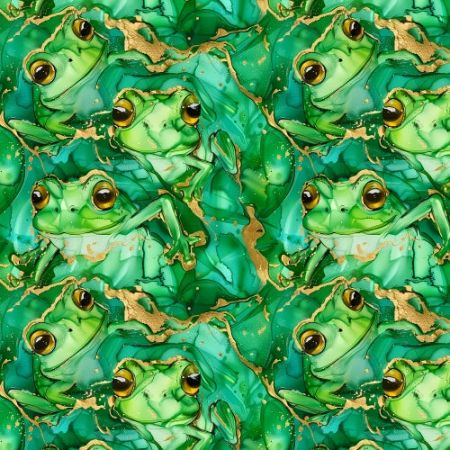 PRE ORDER - Alcohol Ink Frogs - Fabric