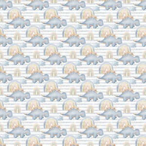 PRE ORDER - Baby Dino Blue White Stripe Small - Fabric