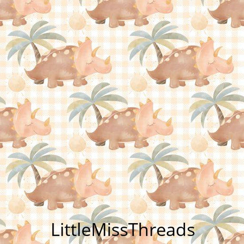 IN STOCK - Baby Dino Orange Check - WOVEN COTTON - Fabric from [store] by Little Miss Threads - 