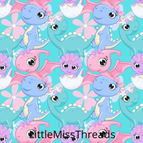 PRE ORDER - Baby Girl Dino Green - Fabric - Fabric from [store] by Little Miss Threads - 
