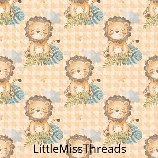 PRE ORDER - Baby Lion Orange Check - Fabric - Fabric from [store] by Little Miss Threads - 
