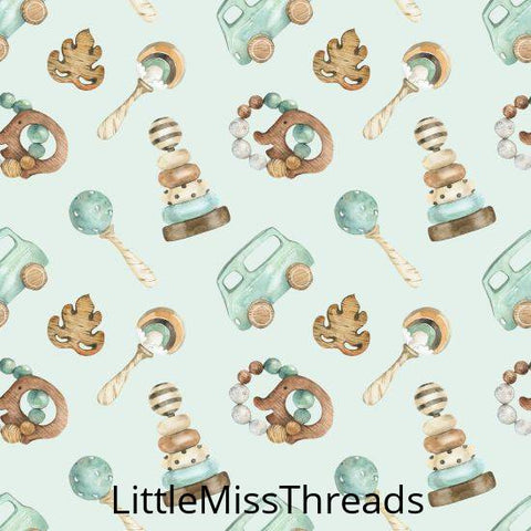 PRE ORDER - Baby Rattles Green - Fabric - Fabric from [store] by Little Miss Threads - 