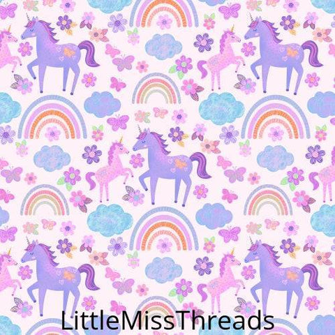 PRE ORDER - Boho Unicorn Rainbow Flowers - Fabric - Fabric from [store] by Little Miss Threads - 