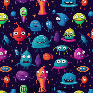 PRE ORDER - Cartoon Aliens - Fabric - Fabric from [store] by Little Miss Threads - 