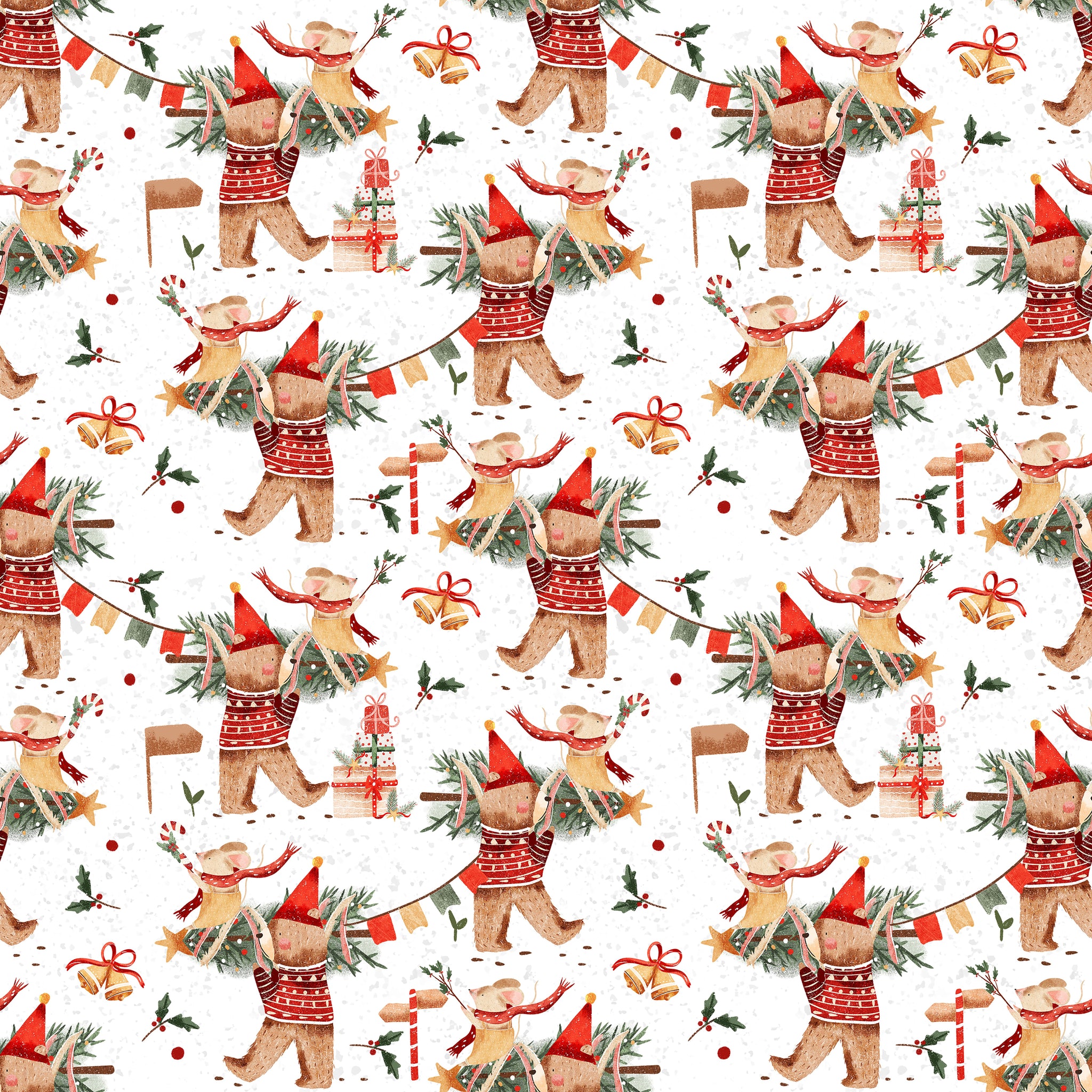 PRE ORDER - Christmas Bear and Mouse - Fabric