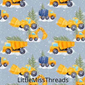 PRE ORDER - Christmas Construction Vehicles - Fabric - Fabric from [store] by Little Miss Threads - 