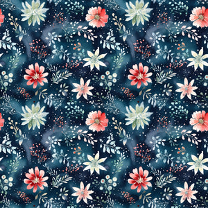 PRE ORDER - Christmas Floral Navy - Fabric