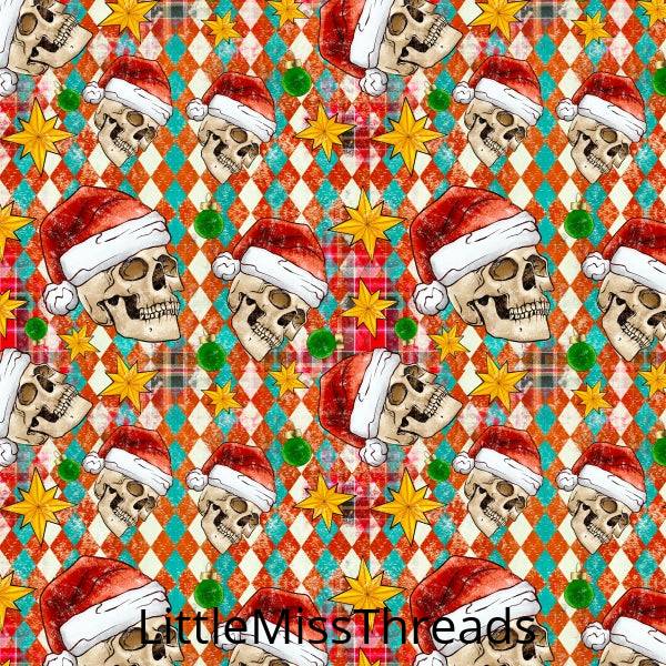 PRE ORDER - Christmas Skull - Fabric - Fabric from [store] by Little Miss Threads - 