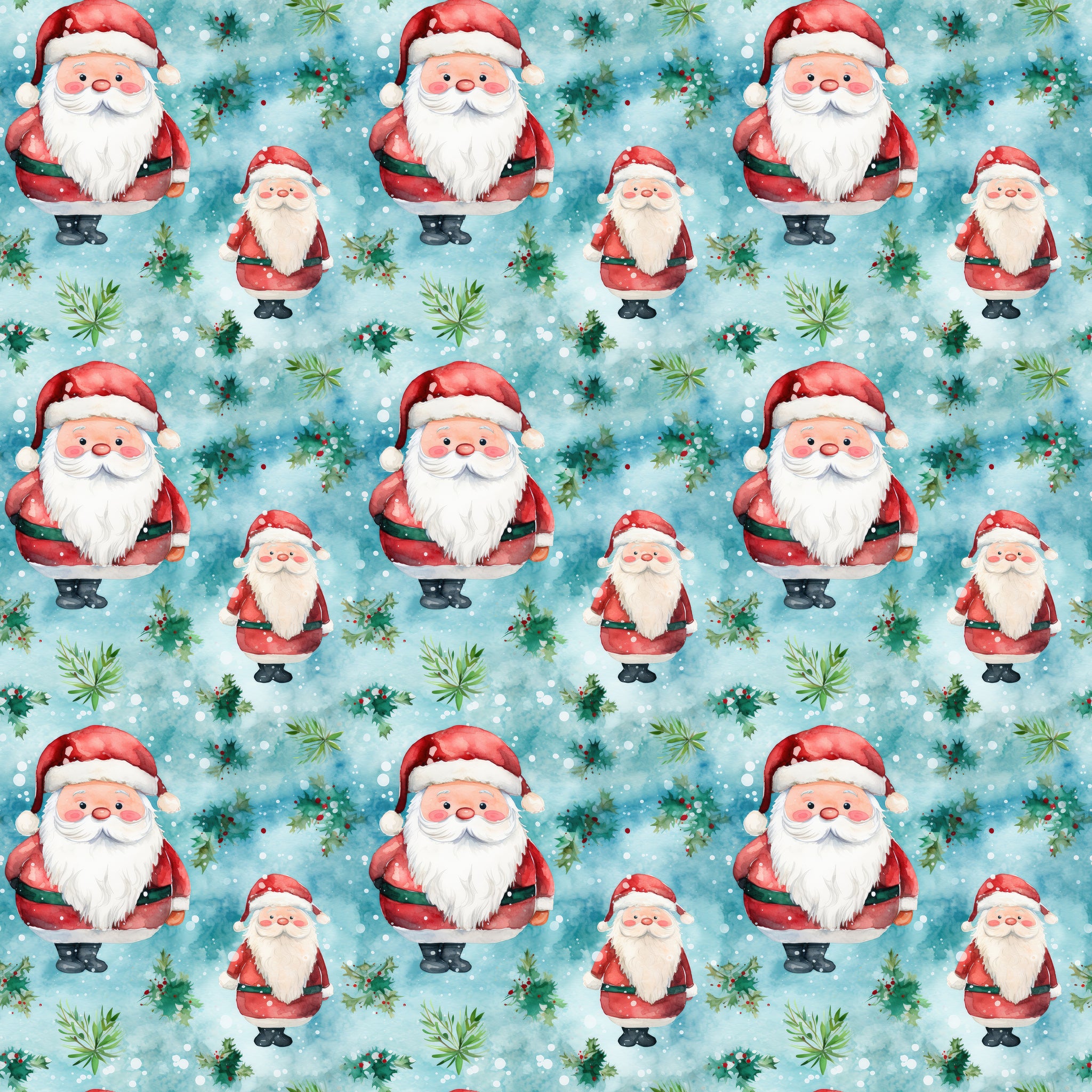 PRE ORDER - Christmas Watercolour Santa - Fabric