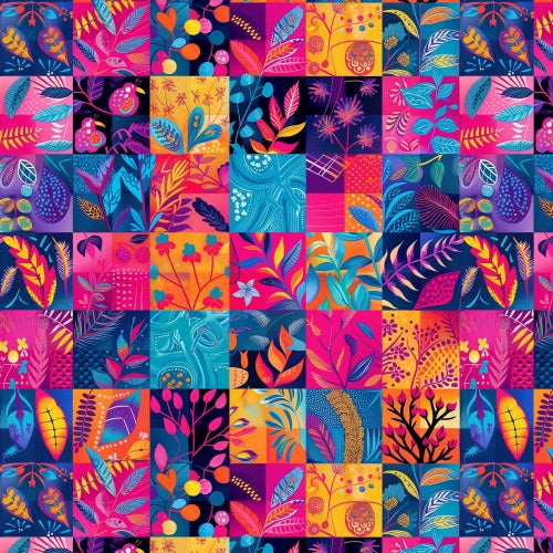 PRE ORDER - Colourful Floral Blocks - Fabric