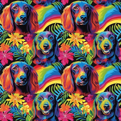 PRE ORDER - Dachshunds Multicolour - Fabric