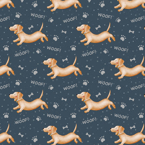 PRE ORDER - Dachshund Woof Navy - Fabric