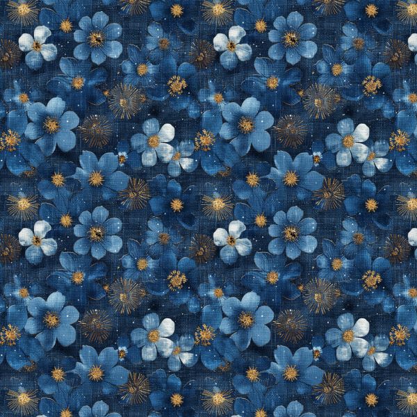 PRE ORDER - Denim Floral - Fabric