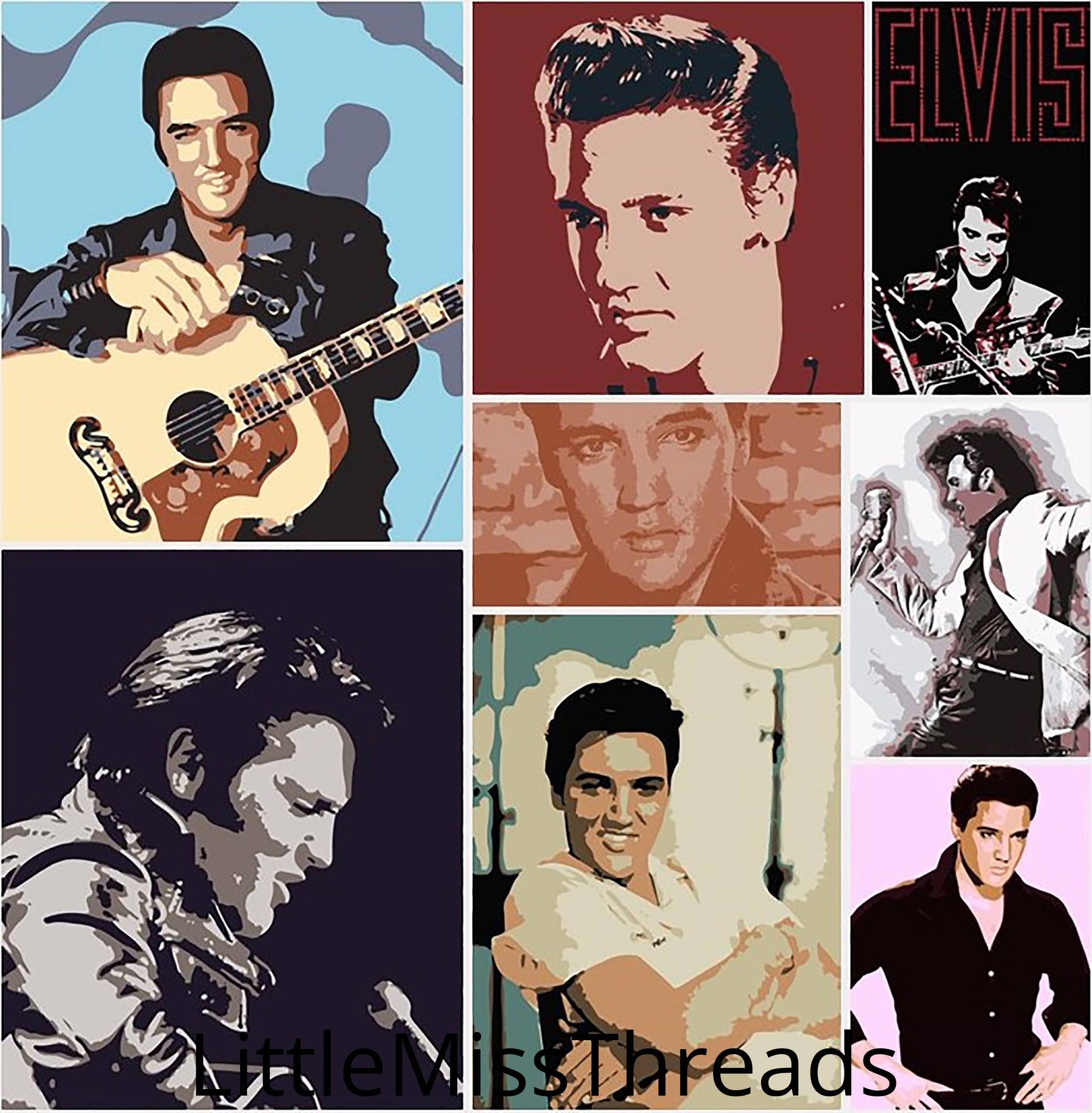PRE ORDER - Elvis Blocks - Fabric - Fabric from [store] by Little Miss Threads - 