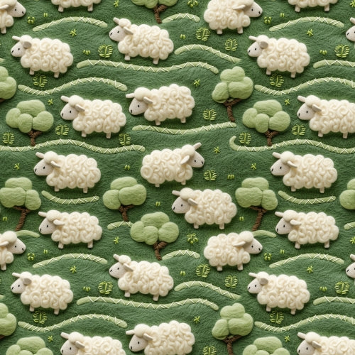 PRE ORDER - Faux 3D Woolly Sheep - Fabric