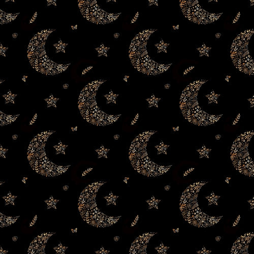 PRE ORDER - Floral Moon Star Black - Fabric