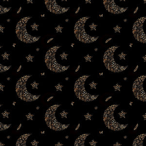 PRE ORDER - Floral Moon Star Black - Fabric