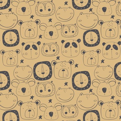 PRE ORDER - Giggle Animal Faces - Fabric