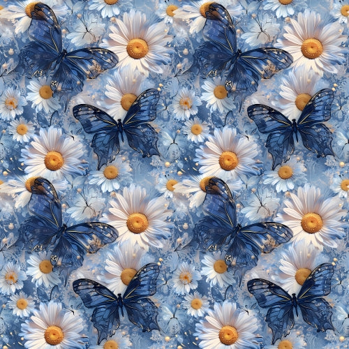 IN STOCK - Glass Butterflies on Daisies - Large - STRETCH WOVEN