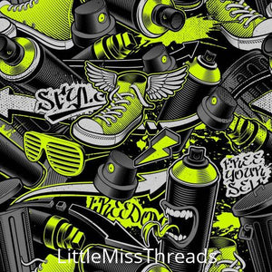PRE ORDER - Graffiti Yellow - Fabric - Fabric from [store] by Little Miss Threads - 