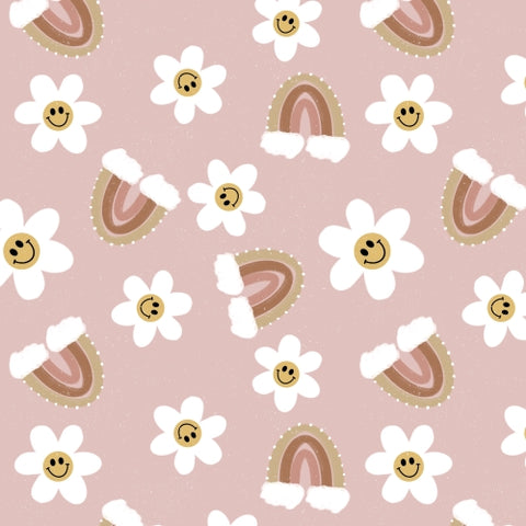 PRE ORDER - Groovy Pink Daisy Rainbow - Fabric