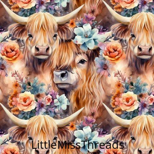 PRE ORDER - Hairy Cow Floral - Fabric - Fabric from [store] by Little Miss Threads - 