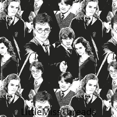 PRE ORDER - Harry Potter Black Sketch - Fabric - Fabric from [store] by Little Miss Threads - 