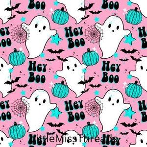 PRE ORDER - Hey Boo Pink Halloween - Fabric - Fabric from [store] by Little Miss Threads - Halloween