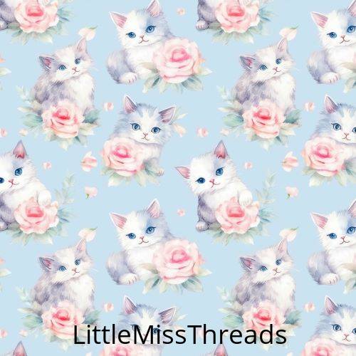 PRE ORDER - Kittens Vintage Floral - Fabric - Fabric from [store] by Little Miss Threads - 