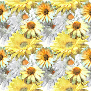 PRE ORDER - Large Daisy Floral Yellow and White - Fabric