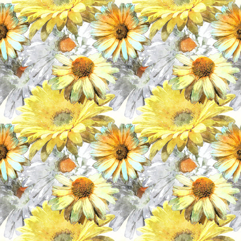 PRE ORDER - Large Daisy Floral Yellow and White - Fabric