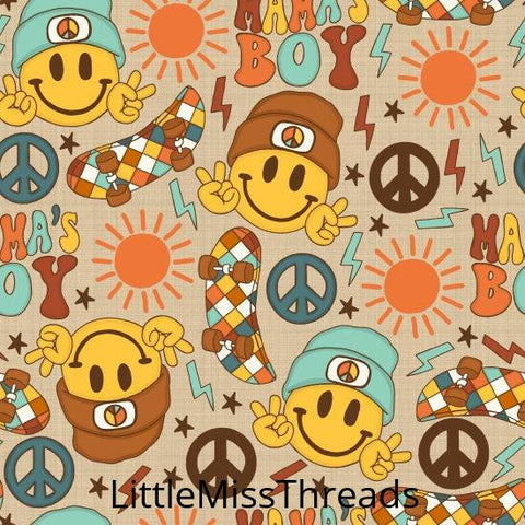 PRE ORDER - Mamas Boy Smiley Face - Fabric - Fabric from [store] by Little Miss Threads - 