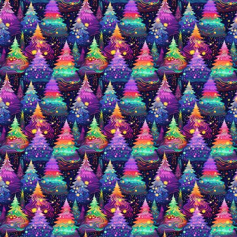 PRE ORDER - Multicolour Christmas Trees - Fabric