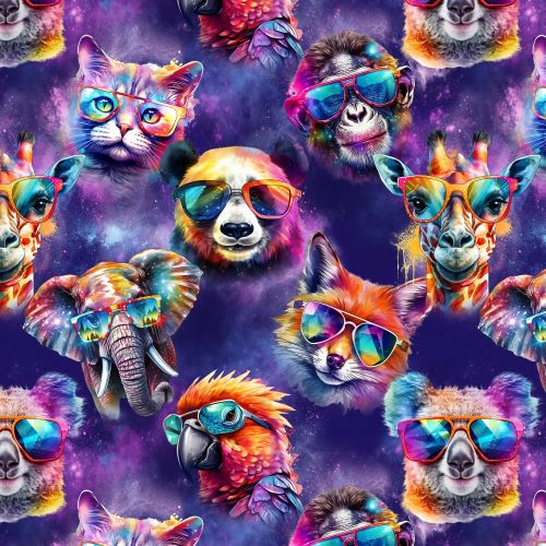 PRE ORDER - Multicolour Funky Animals - Fabric