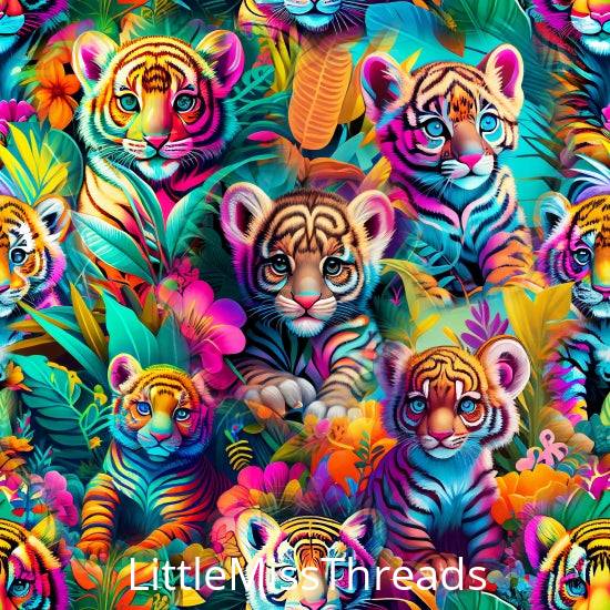 PRE ORDER - Multicolour Tigers - Fabric - Fabric from [store] by Little Miss Threads - 