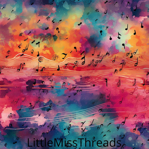 PRE ORDER - Musical Notes Colourful - Fabric - Fabric from [store] by Little Miss Threads - 