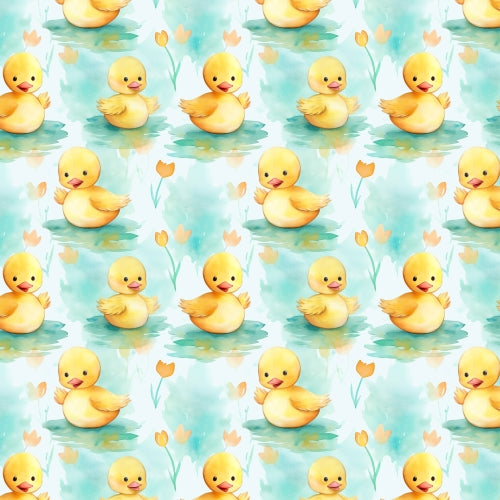 PRE ORDER - Painted Ducklings on Pond - Fabric