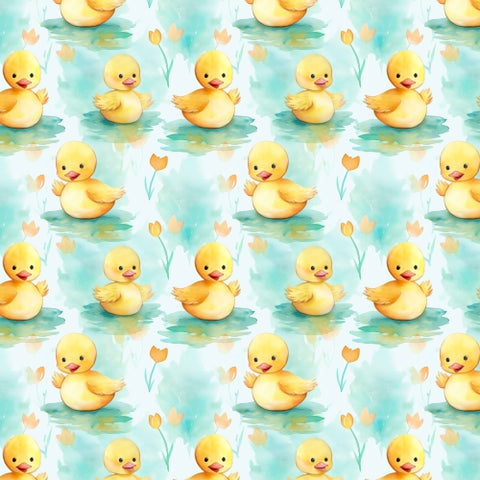 PRE ORDER - Painted Ducklings on Pond - Fabric