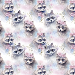 PRE ORDER - Pastel Floral Racoons - Fabric