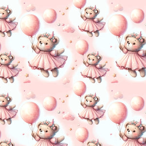 PRE ORDER - Pink Teddy Bear Balloons - Fabric