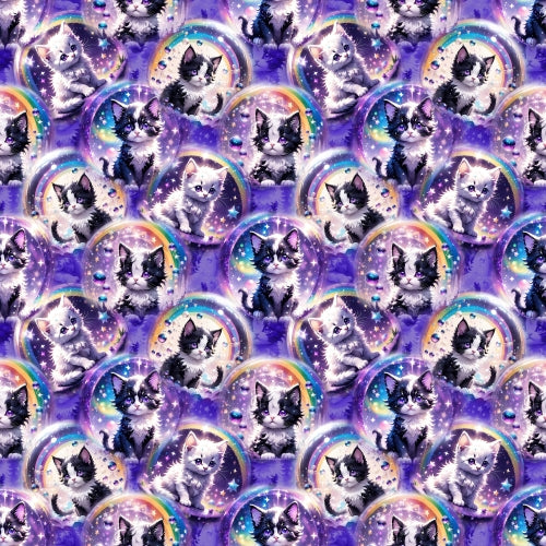 PRE ORDER - Rainbow Bubble Kittens - Fabric