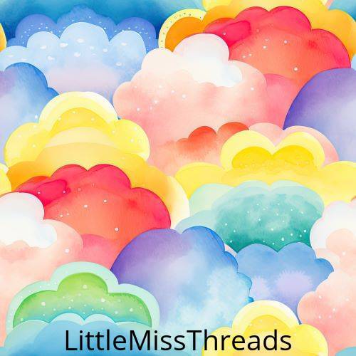 PRE ORDER - Rainbow Clouds - Fabric - Fabric from [store] by Little Miss Threads - 