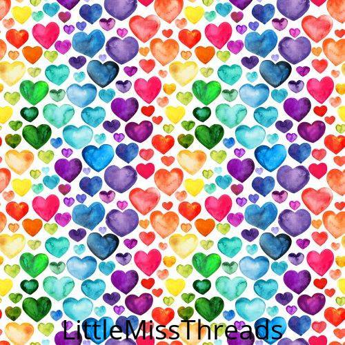 PRE ORDER - Rainbow Coloured Hearts - Fabric - Fabric from [store] by Little Miss Threads - 