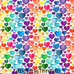 PRE ORDER - Rainbow Coloured Hearts - Fabric - Fabric from [store] by Little Miss Threads - 