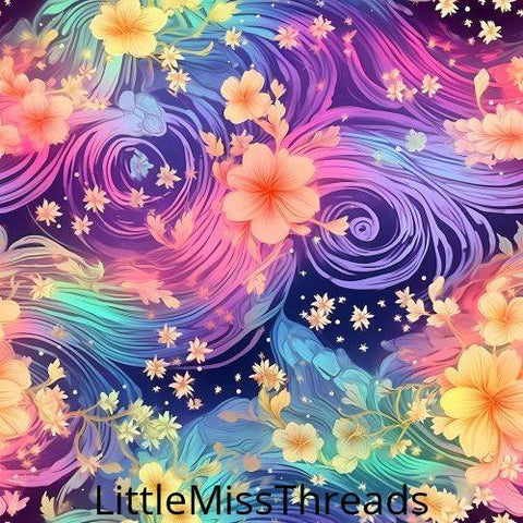 PRE ORDER - Rainbow Serenity Flower Swirl - Fabric - Fabric from [store] by Little Miss Threads - 