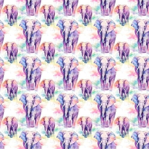 PRE ORDER - Rainbow Watercolour Elephants - Fabric